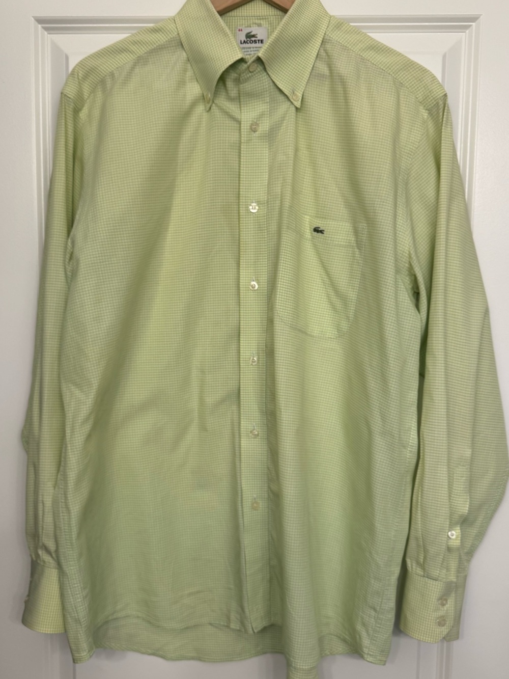 Lacoste Men's Pale Green Button-Down Dress Shirt